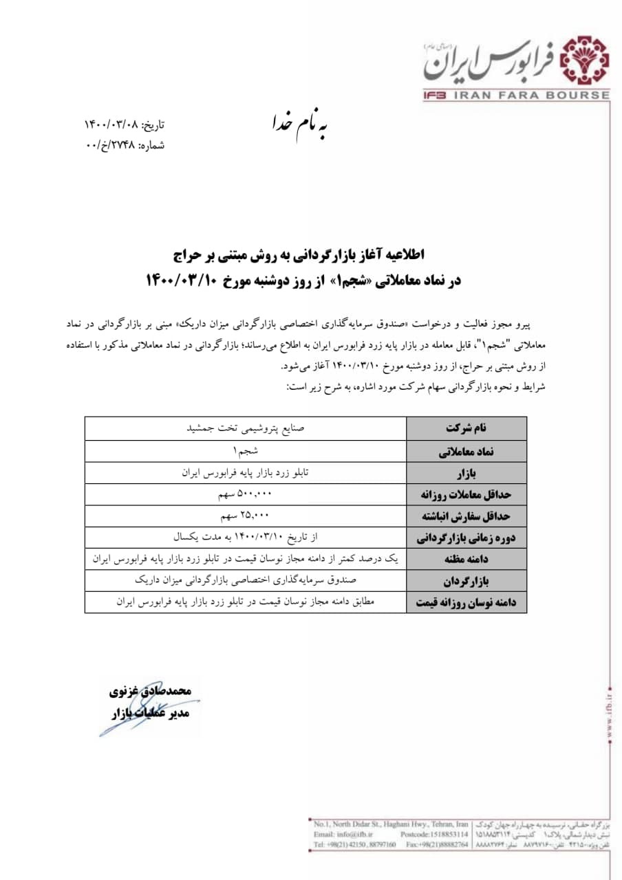 بازارگردانی یک شرکت فرابورسی از فردا