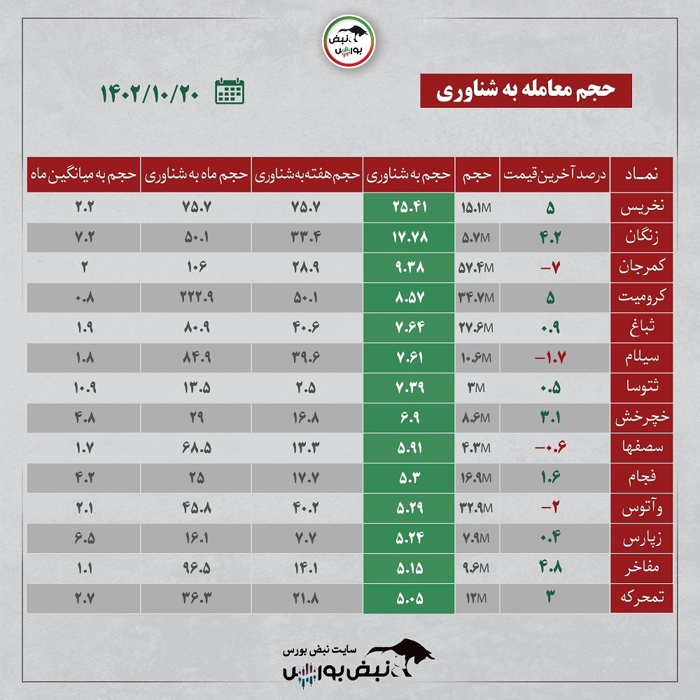 فیلتر بورس ۲۰ دی ۱۴۰۲ | کدام نماد‌ها حجم مشکوک خوردند؟ + اینفوگرافیک