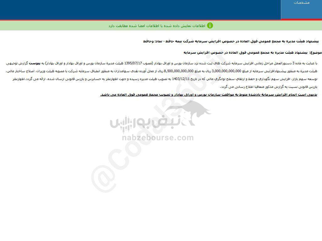 کدال وحافظ | پیشنهاد افزایش سرمایه داد