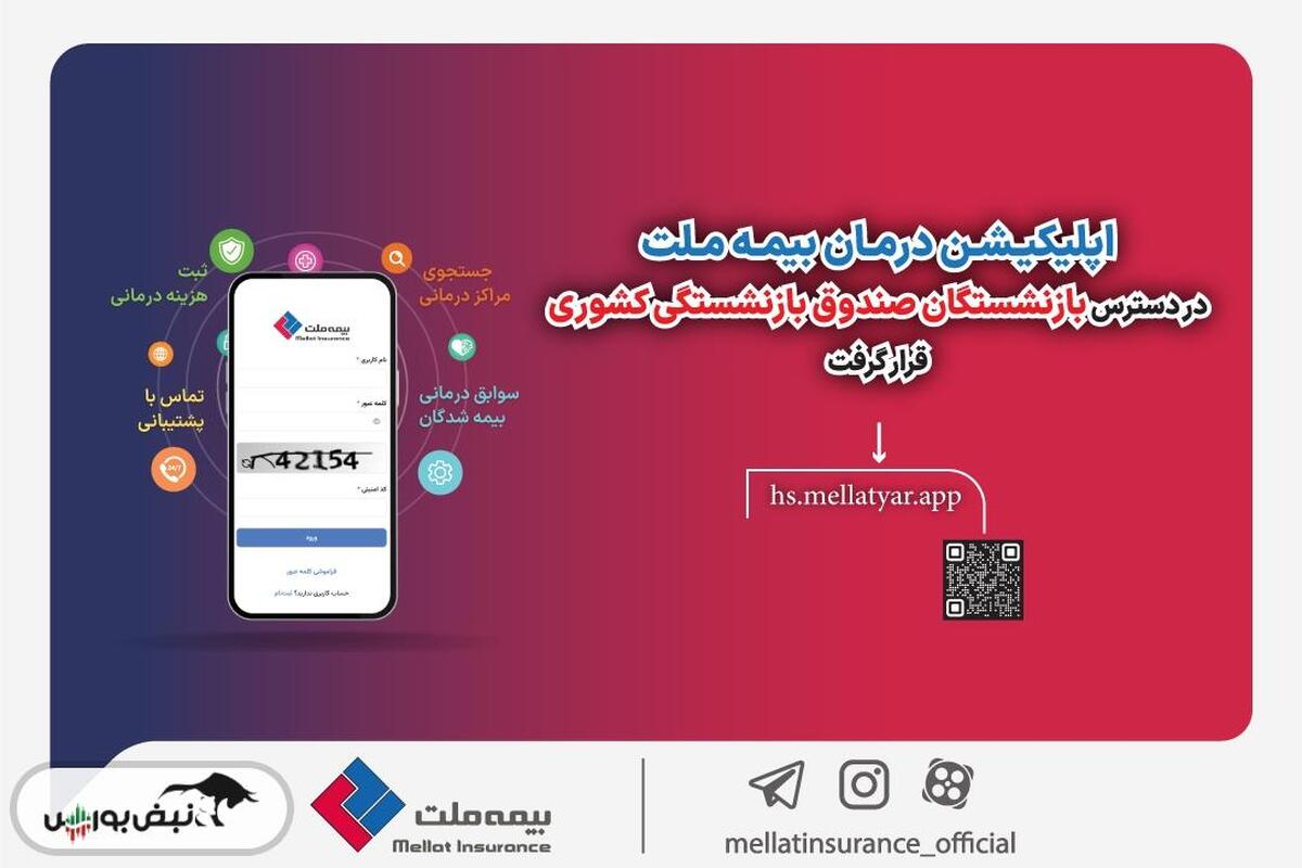 اپلیکیشن درمان بیمه ملت در دسترس بازنشستگان صندوق بازنشستگی کشوری قرار گرفت