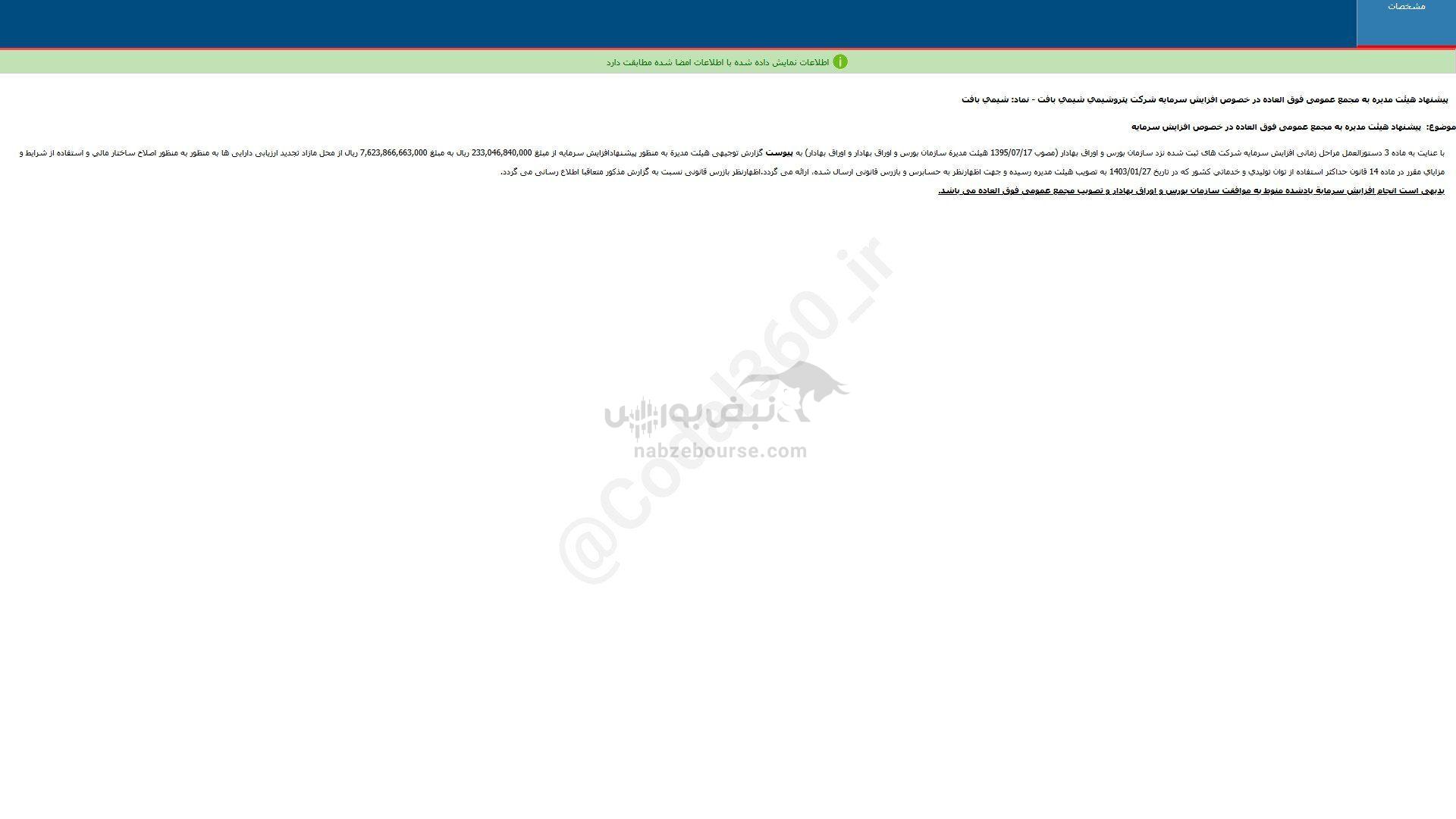 این نماد پیشنهاد افزایش سرمایه داد