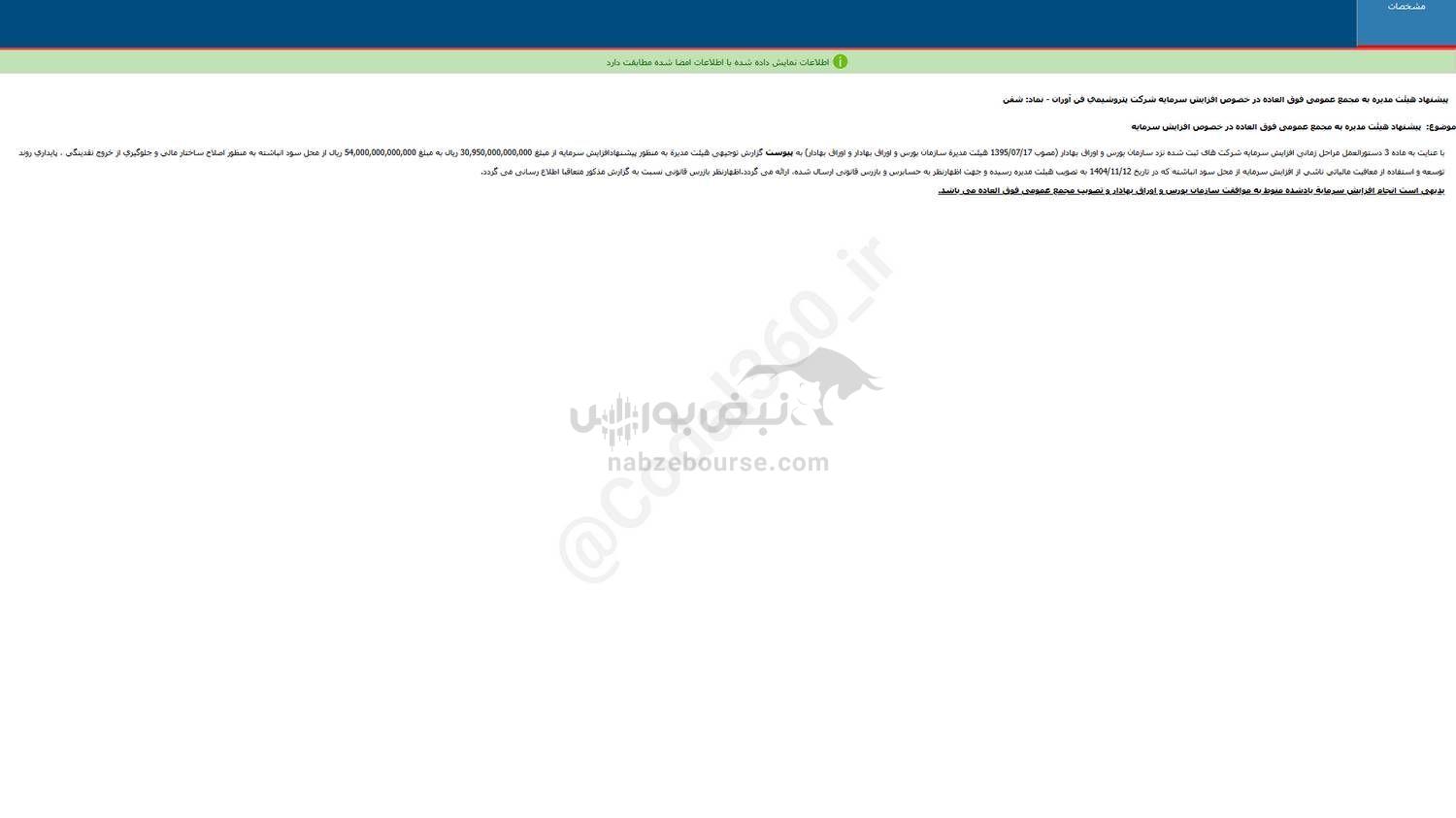 این نماد اطلاعیه افزایش سرمایه داد