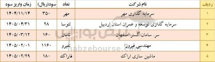 زمان واریز سود نمادهایی که هفته گذشته مجمع داشتند | از سود ۲۸ تا ۱۱۶۰ ریالی به ازای هر سهم