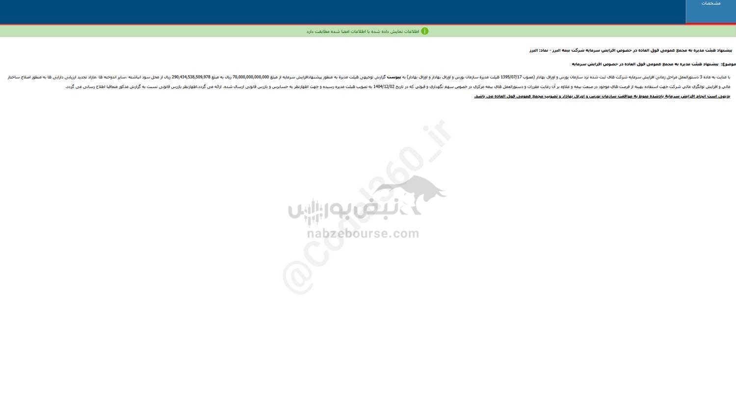 این نماد اطلاعیه افزایش سرمایه داد این نماد اطلاعیه افزایش سرمایه داد