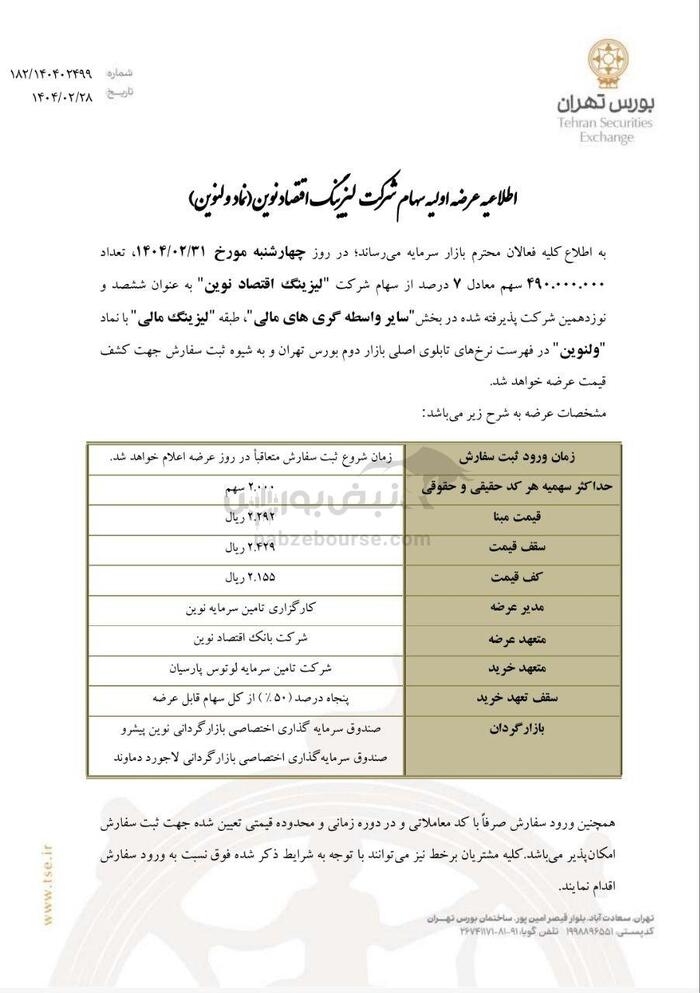 ولنوین چهارشنبه عرضه اولیه می شود| جزییات و میزان نقدینگی عرضه اولیه ولنوین