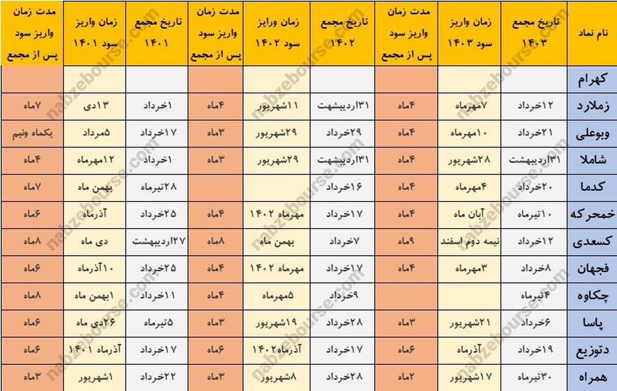 خوش حساب ترین شرکت های بورسی | هر نماد در سه سال چه زمانی سود واریز کرد؟