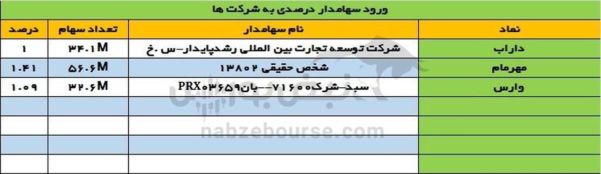ورود سهامداران درصدی به