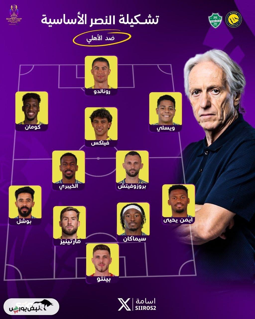 ترکیب النصر و الاهلی برای بازی فینال؛
