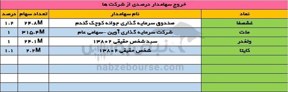 ورود سهامداران درصدی به کالا، وآوا و چکاپا | خروج سرمایه از ملت و غشصفا