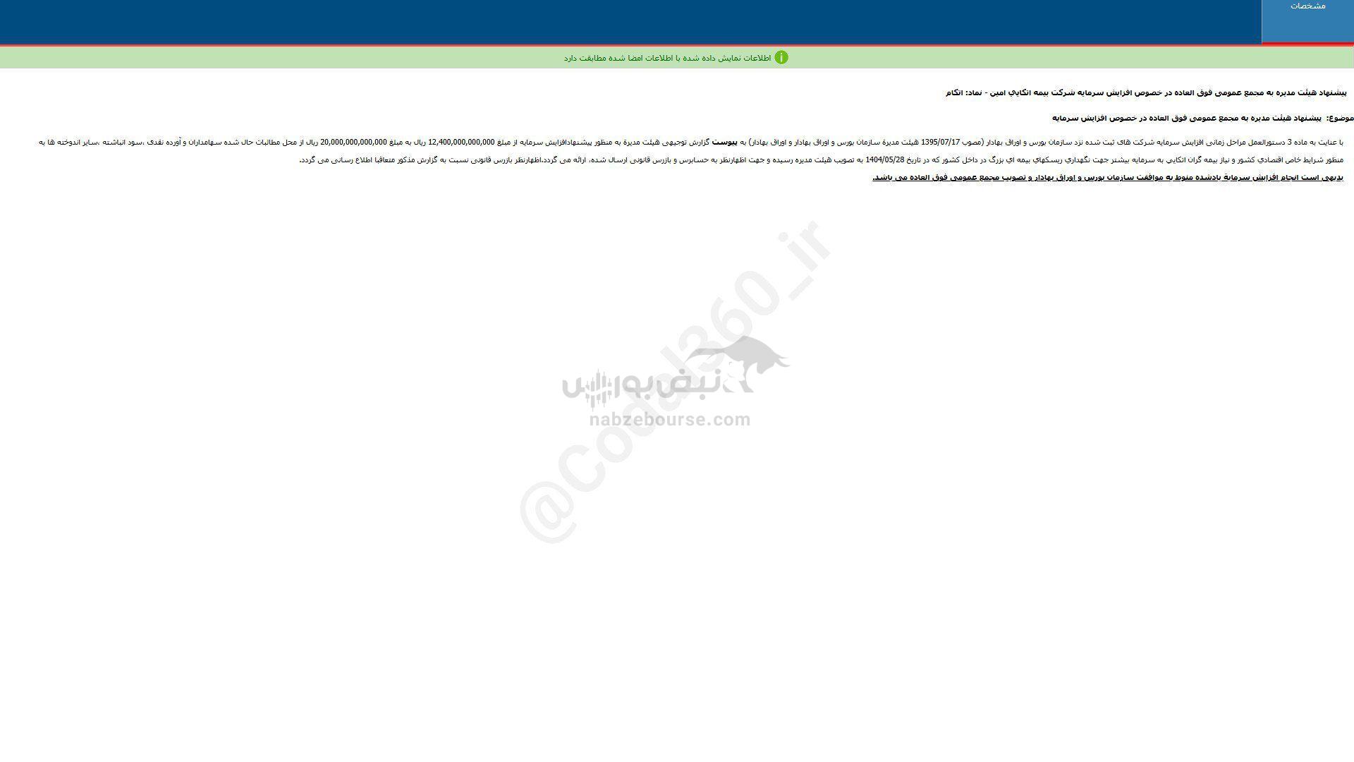 اتکام پیشنهاد افزایش سرمایه داد