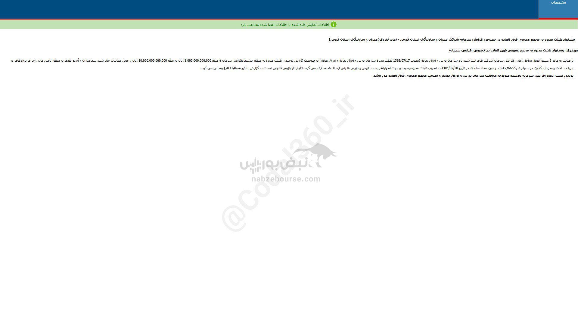 این نماد اطلاعیه افزایش سرمایه داد