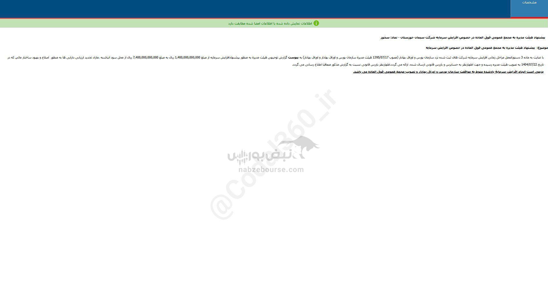 سخوز پیشنهاد افزایش سرمایه داد