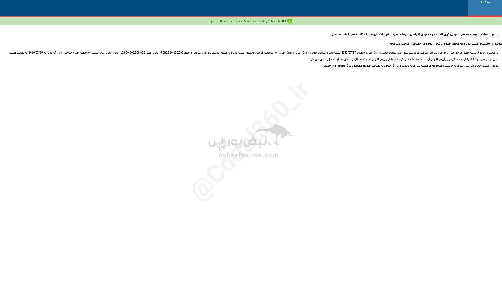 این نماد پیشنهاد افزایش سرمایه داد