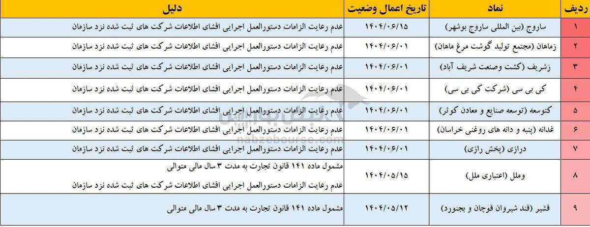 زنگ خطر برای سهامداران ۲۱ نماد | اسامی ۲۱ نماد پرریسک بازار سرمایه اعلام شد
