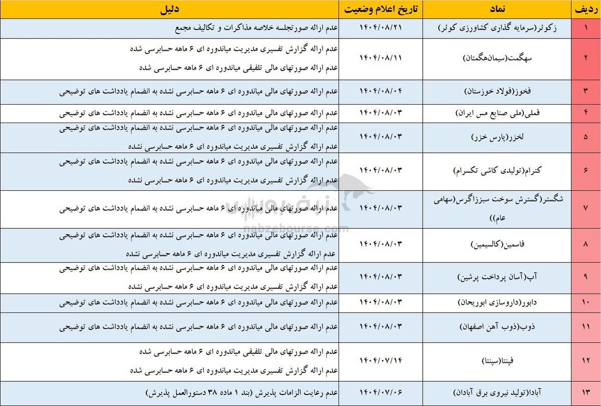 زنگ خطر در بورس! اسامی ۲۸ نماد مشمول فرآیند تعلیق اعلام شد