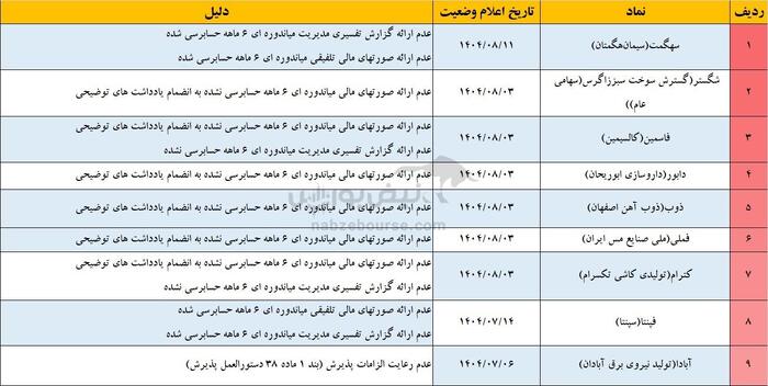 زنگ خطر برای ۲۳ نماد بازار سرمایه| ۹ نماد بورسی و ۱۴ نماد فرابورسی در مرز تعلیق!