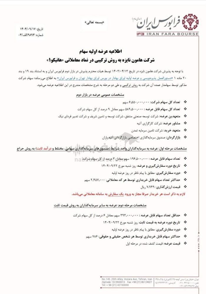 زمان عرضه اولیه هانیکو مشخص شد | میزان نقدینگی مورد نیاز عرضه اولیه هانیکو