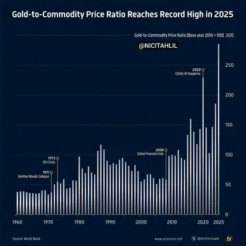 نسبت قیمت طلا به قیمت کالاها در سال ۲۰۲۵ به بالاترین حد خود رسید