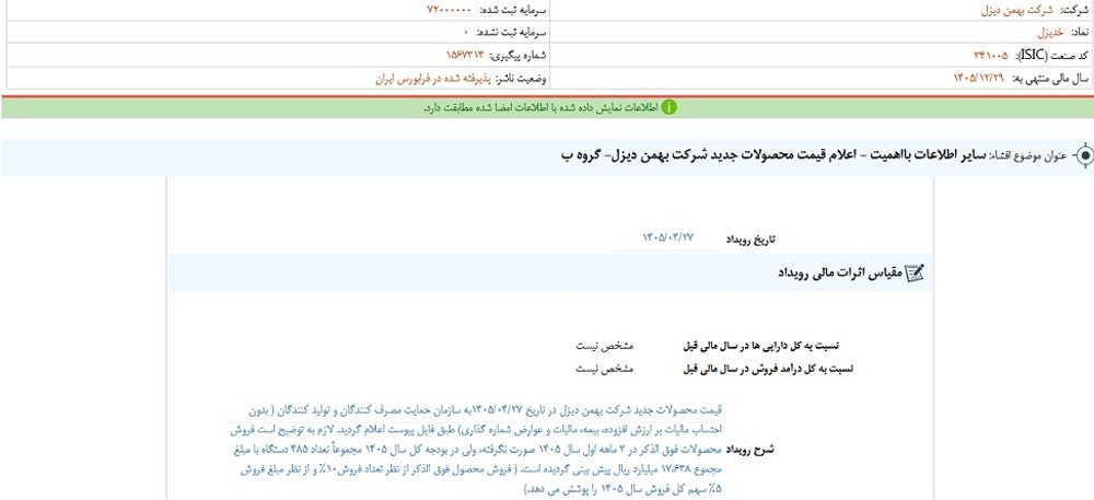 توقف نماد خدیزل به علت افشای اطلاعات گروه ب
