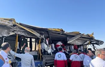 اولین تصاویر دانشجویان مصدوم تصادف اتوبوس محور سمنان-سرخه !