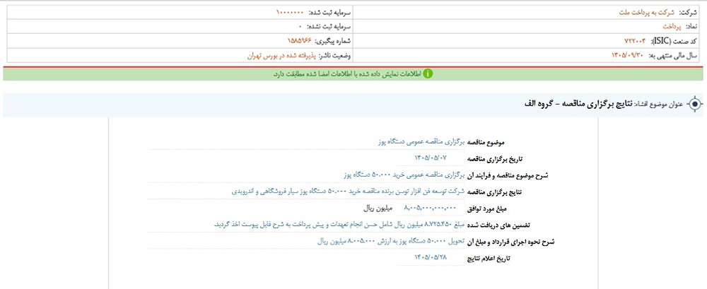 توقف نماد پرداخت به علت افشای اطلاعات گروه الف