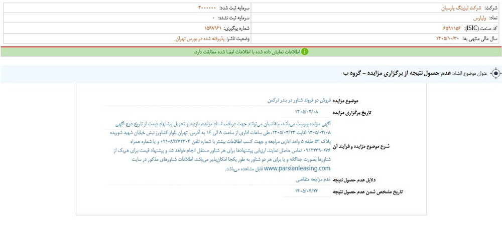 توقف نماد ولپارس به علت افشای اطلاعات گروه ب