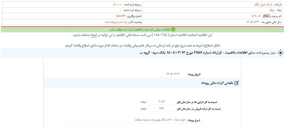 توقف نماد مرقام به علت افشای اطلاعات گروه ب
