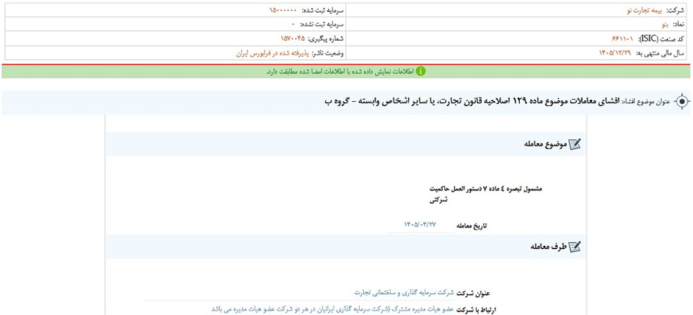 افشای اطلاعات گروه ب؛ توقف نماد بنو