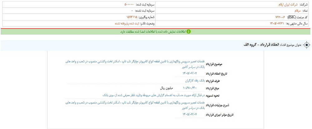 توقف نماد مرقام به علت افشاي اطلاعات گروه الف