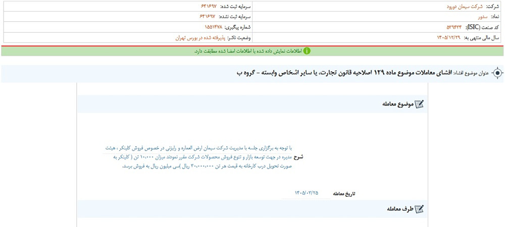 توقف نماد سدور به علت افشاي اطلاعات گروه ب