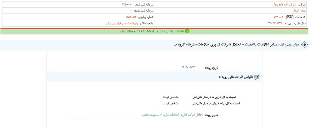 توقف نماد اپرداز به علت افشای اطلاعات گروه ب
