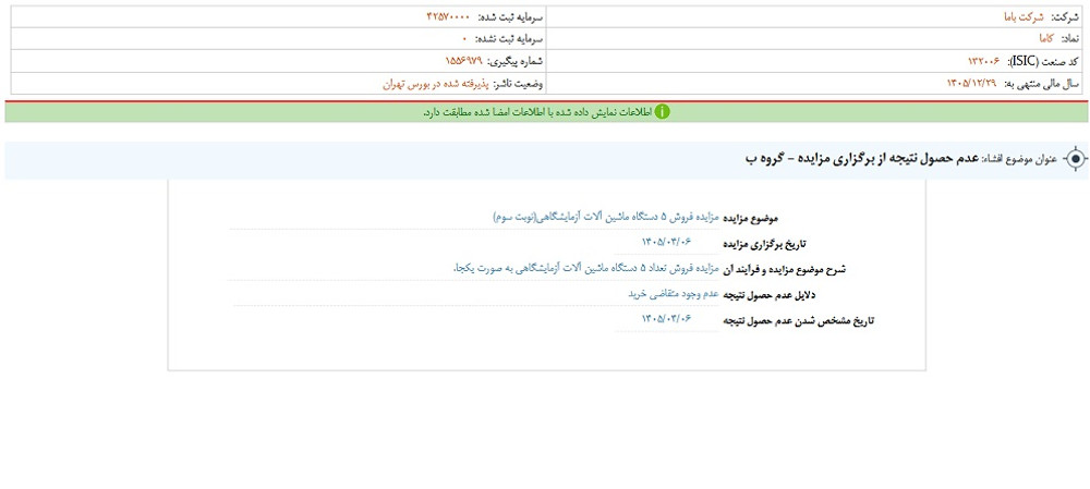توقف نماد کاما به دلیل افشاي اطلاعات بااهمیت