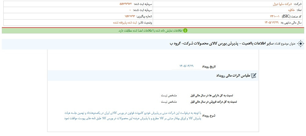 توقف نماد خکاوه به علت افشای اطلاعات گروه ب