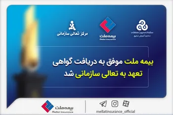 بیمه ملت موفق به دریافت «گواهی تعهد به تعالی سازمانی» شد