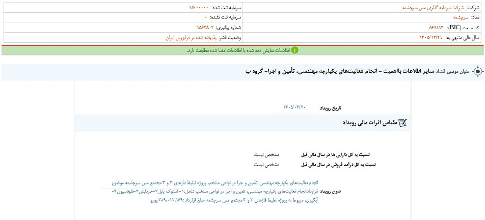 سرچشمه پس از افشا، متوقف شد