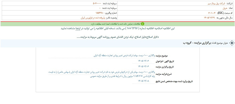 علت افشاي اطلاعات گروه ب؛ توقف نماد حریل