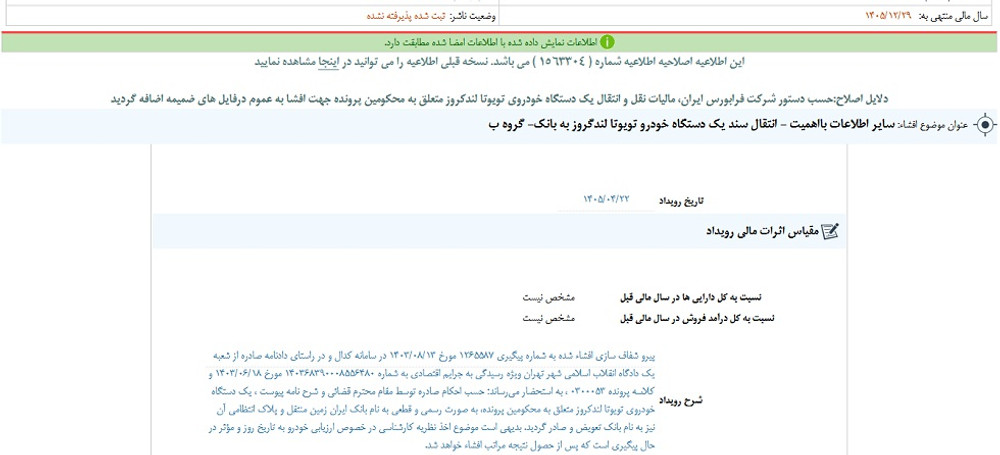 توقف نماد وزمین به دلیل افشاي اطلاعات بااهمیت