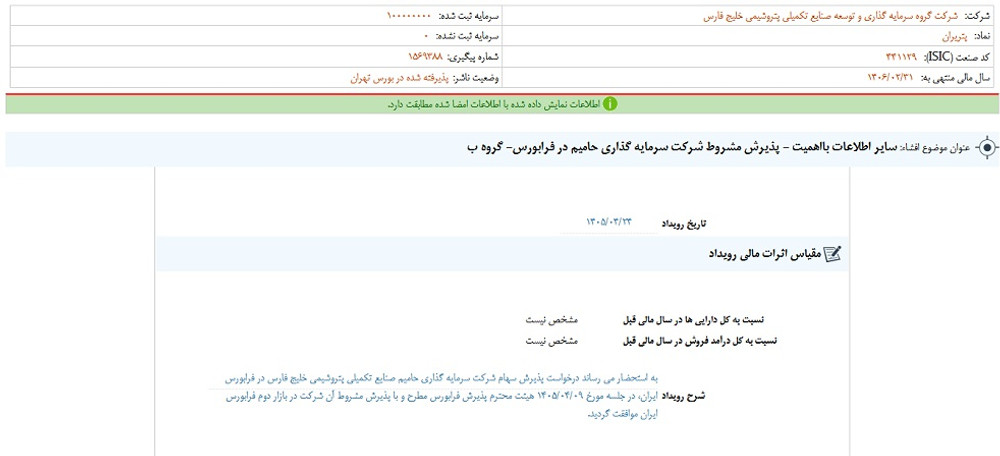 توقف نماد پترول به دلیل افشای اطلاعات بااهمیت