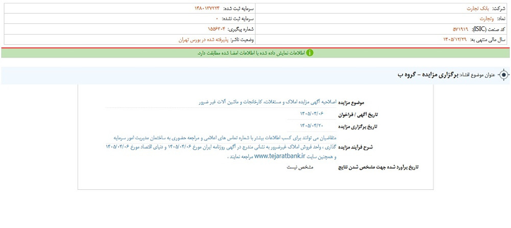 توقف نماد وتجارت به علت افشاي اطلاعات  گروه ب