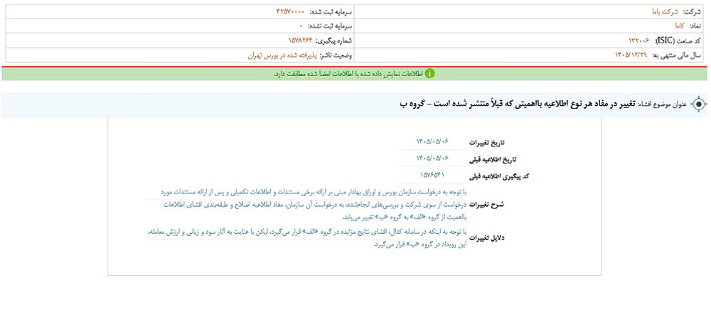 توقف نماد کاما به علت افشای اطلاعات گروه ب