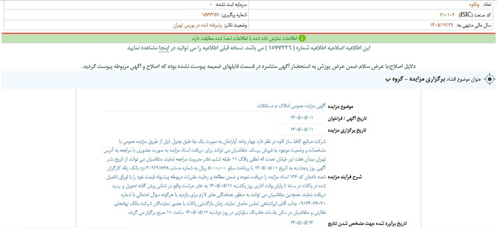 نماد چکاوه پس از افشا ، متوقف شد