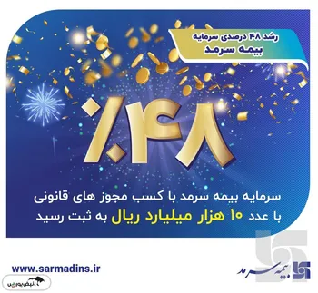 سرمایۀ 10 هزار میلیارد ریالی بیمه سرمد با رشد 48 درصد تأیید و به ثبت رسید