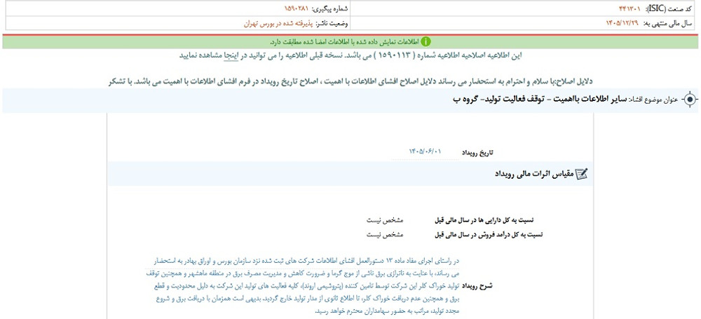 توقف نماد شغدیر به علت افشای اطلاعات گروه ب
