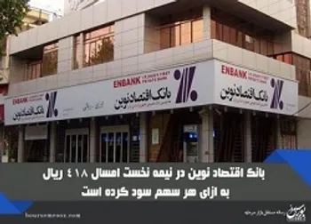 بانک اقتصاد نوین به ازای هر سهم  ۴۱۸ ریال سود کرده است