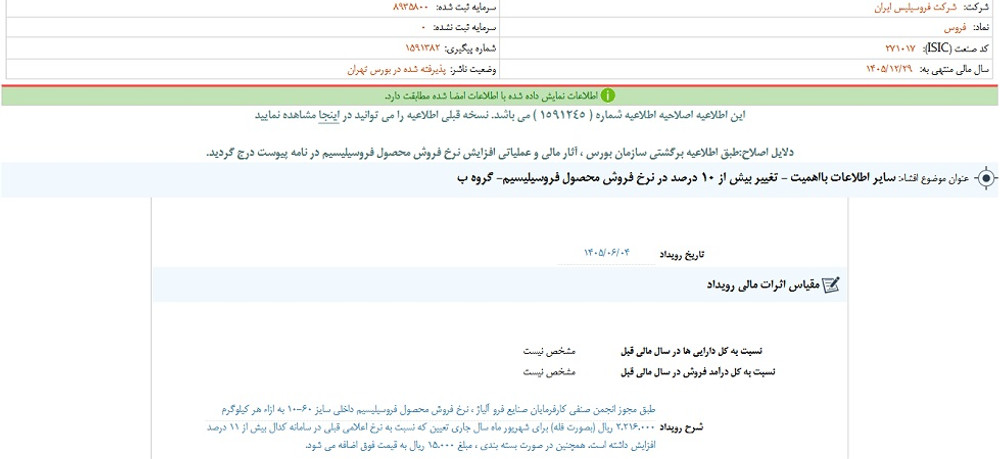توقف نماد فروس به علت افشای اطلاعات گروه ب