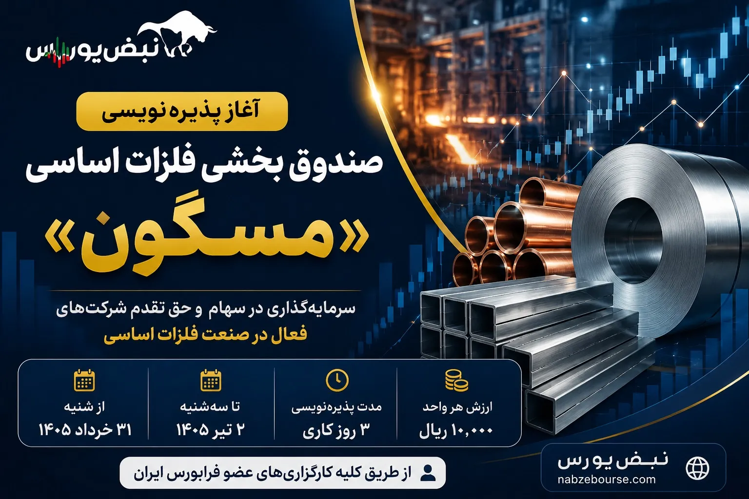 پذیره‌نویسی «مسگون» آغاز شد؛ فرصت تازه برای سرمایه‌گذاری روی سهام ارزنده فلزی