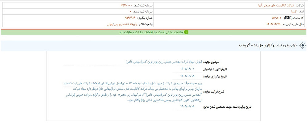توقف نماد کسرا به علت افشای اطلاعات گروه ب
