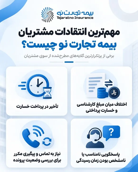 مهم‌ترین انتقادات مشتریان بیمه تجارت نو