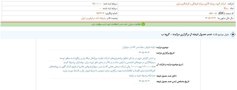 توقف نماد سمگا به علت افشای اطلاعات گروه ب