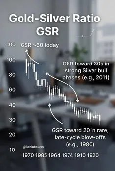 نسبت طلا به نقره (GSR) در حال حاضر حوالی ۶۰ قرار دارد